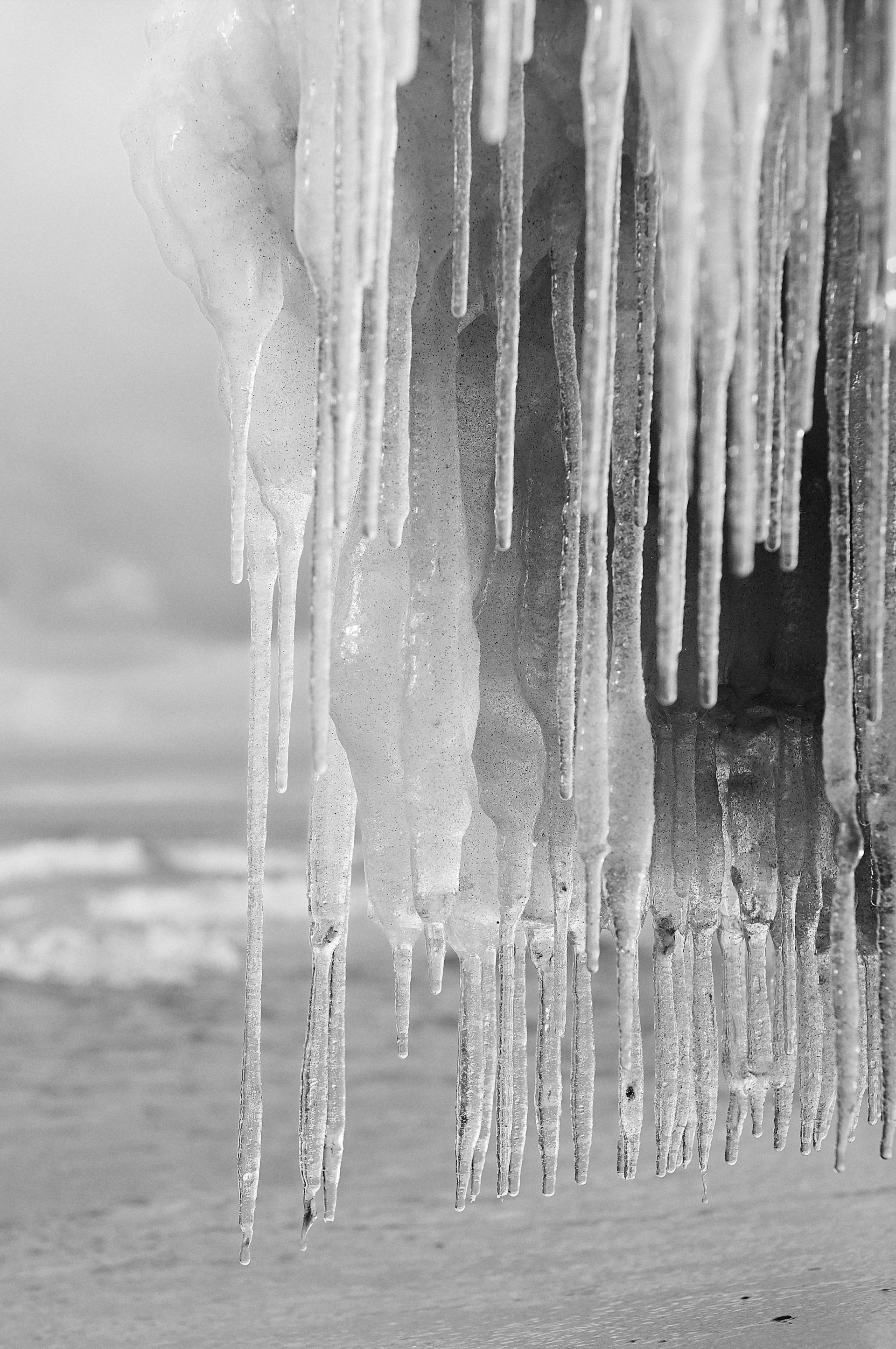 ice shapes from shore ice at vans beach in Leland Michigan